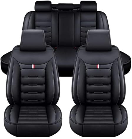 NISMIA Auto Sitzbezüge für Toyota Hilux Double Cab AN120 AN130 AN10 2023-2025, Leder Autositzbezüge Sets, 5 Sitzer Schonbezüge Sitzschoner Vorne Hinten Wasserdicht Sitzauflage Accessories(A(Black))