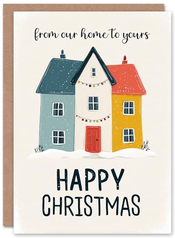 Artery8 Christmas Card From Our Home To Yours Simple Bright Colourful