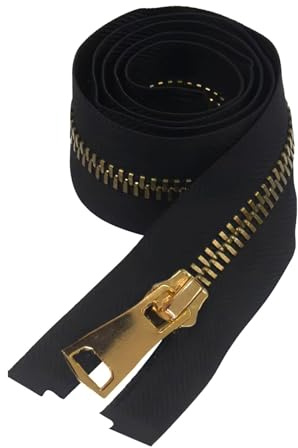 Pevlkawr Chiusura lampo Giacca 60 Cm Cerniera Separabile Cerniera Metallo Per Cappotti Spessi Giacche E Parkas Zaini Nero