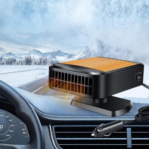 TGKYK Auto Heizung 12V 200W, 2 in 1 Heizlüfter Auto mit 360 Grad Drehung, Autoheizung 12v Zigarettenanzünder, Tragbare Car Heater, Heizung für 12V Auto, LKWs, SUV, Van