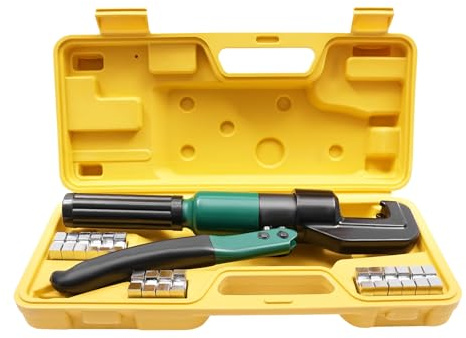 POTYYH 6 Ton Hydraulische Presszange - Manuelle Crimpzange 4-70mm² Kabelschuhzange mit 8 Paar Matrizen - Hydraulik Quetschzange für Aluminiumrohre, Kunststoffrohre, PEX-Rohre