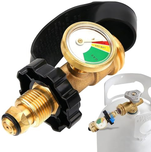 CAKEEYUM Propane Tank Gauge, Heavy-Duty Propane Tank Gauge Level Indicator with Color-Coded Dial, Metal Comprehensive Adapter for BBQ Gas Grill Cylinder