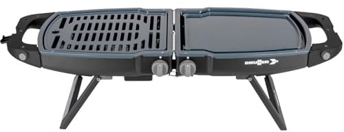 BRUNNER MARIPOSA kompakt klappbarer Camping-Grill Tischgrill 2xGrillplatte | Kompakter klappbarer Camping Tischgrill 2xGrillplatte, 2-4 Personen, Gasgrill 50mbar inkl. Gasregler + Gasschlauch 2m