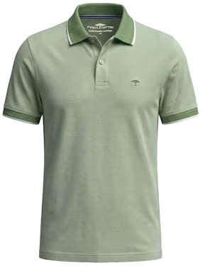 FYNCH-HATTON Poloshirt aus Baumwolle mit Strukturmuster und Kontrastkragen Avocado/L