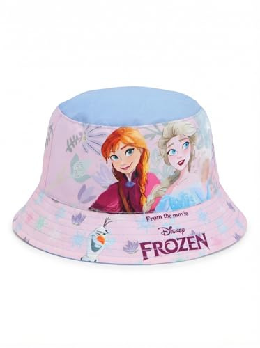 Disney Die Eiskönigin Kinder Fischermütze Sommerhut Rosa Gr. 53, Frozen Fischerhut mit Anna & ELSA, 100% Baumwolle, Mädchen Sonnenhut, Bekleidungsgröße: 53, Farbe: Bunt