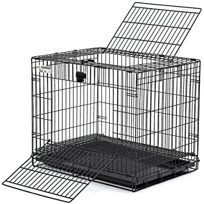 MidWest Homes for Pets Wabbitat modelo 151 Jaula plegable para conejos, 63,5 cm de largo, con rejilla para el suelo de 1,27 cm y bandeja de plástico extraíble, color negro