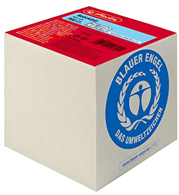 Herlitz Notizklotz Geleimt UWS-Papier, blauer Engel, 1 Stück in Folienpackung, 900 Blatt, 9 x 9 x 9 cm, grau