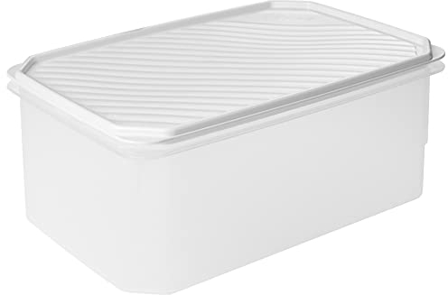 TATAY - Contenedor de alimentos rectangular de gran capacidad con tapa flexible blanca, libre de BpA, 4,7 L