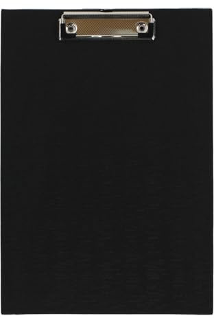 Leviatan Dokumentenhalter, A4, PVC, Schwarz | A4‑Klemmbrett aus Graupappe mit PVC‑Überzug, schwarz, leinengeprägt, mit Drahtbügelklemme & Aufhängeöse
