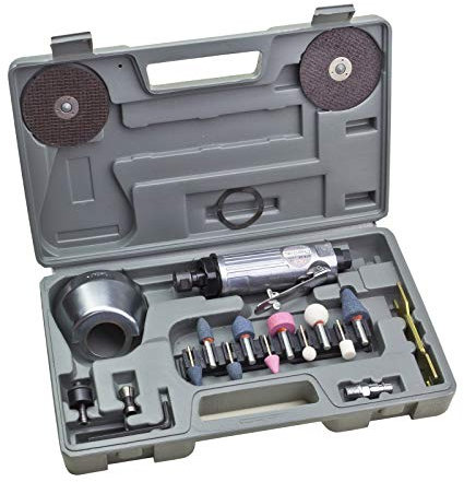 DEMA Druckluftschleifer Set 20-tlg – Polierset, Trennschleifer, Schleifmaschine, Winkelschleifer – robust, vielseitig, leistungsstark – für Metall, Auto, Werkstatt, Heimwerken