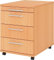 bümö Basic Rollcontainer mit Schubladen, Container aus Holz in Buche - Rollwagen für's Büro als Schreibtisch Unterschrank, Bürocontainer od. Schreibtischcontainer mit Relinggriffe