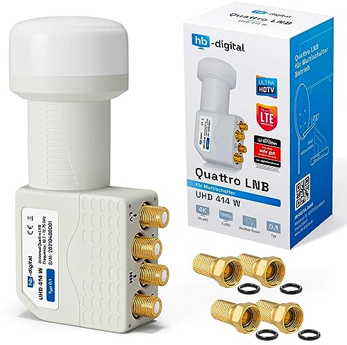 LNB (Low Noise Block Downconverter) LNC (Low Noise Converter) Full HD TV 3D with Gold-Plated Contacts and Removable Weather Protection in HB Digital Set with Free Gold Plated F-Connectors