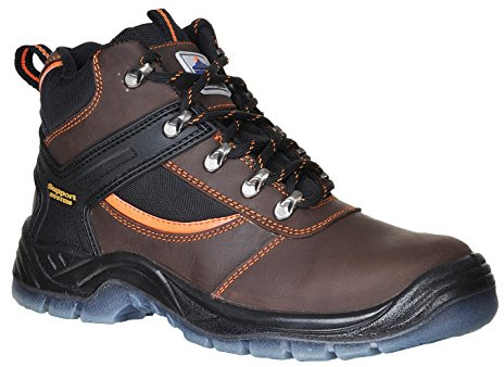Portwest FW69 Steel Leather Hiker Boot Water Resistant Upper Back Pull-Tab | Brown, 13, S3 EN ISO 20345, CE Certified, Anti-Static Footwear, Dual Density Outsole, Lightweight, Durable, Construction