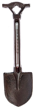 HOMESCAPES Gartenthermometer Spaten aus Gußeisen, 7 x 1.7 x 23.6 cm