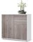 Vladon Sideboard Ben, Made in Germany, Kommode mit 2 Türen und 2 Schubladen, Weiß matt/Eiche Nordic (79 x 74 x 36 cm)