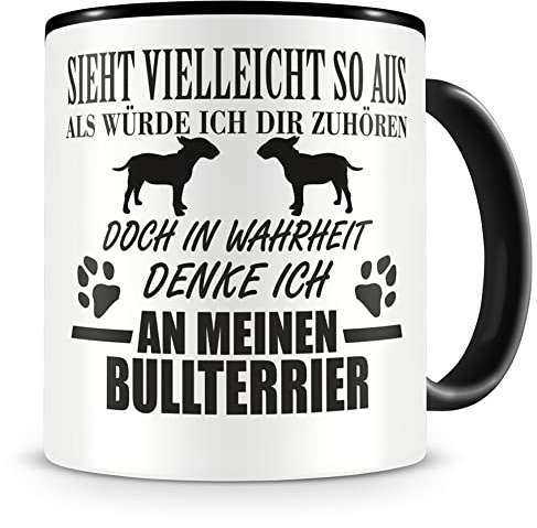 Samunshi® Ich denke an meinen Bullterrier Hunde Tasse Kaffeetasse Teetasse Kaffeepott Kaffeebecher Becher