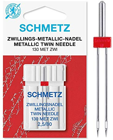 SCHMETZ | Metallic Twin | 2.5/80 | 1 Sewing Machine Needle | 130/705 H-MET ZWI 2.5 | for all conventional household sewing machines with zigzag function