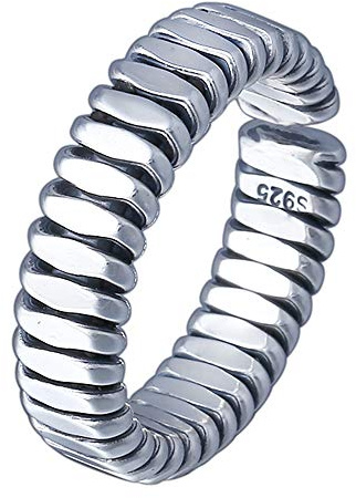 Vintage Echt 925 Sterling Silber Geflochtener Ring Spiralring für Herren Damen Offen und Verstellbar