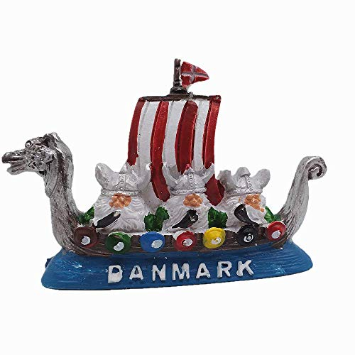 Wikinger Piratenschiff Dänemark 3D-Kühlschrankmagnet Souvenir Geschenkkollektion, Dekoration für Zuhause und Küche, Magnetaufkleber, Dänemark, Kühlschrank