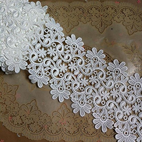 Yulakes 2 Yard 10cm Baumwolle spitzenband Vintage Häkelband Spitze Borte Häkelspitze Häkel-Borte Spitzenband für Nähen Handwerk Hochzeit Deko