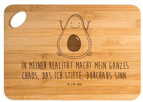 Mr. & Mrs. Panda Bambus - Schneidebrett Avocado Glücklich - Geschenk, Freude, Holzbrett, Vegan, Holzschneidebrett, Veggie, Gesund, Bretter, Holzbrett
