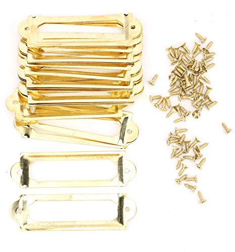 20 Stück Antiker Etikettenhalter Metall Visitenkartenrahmen Office File Cabinet Drawer Namenskarte Schrank Carpenter Repair Dekoration(Gelbe Bronze)