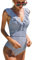 heekpek Costume da Bagno Donna Intero Vita Alta Bikini Costumi Interi Sexy Piscina Spiaggia Elegante Un Pezzo Push Up Floreale Bikini Mare, Blu, L