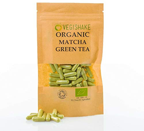 Organic Matcha Green Tea HPMC Capsule Energy EGCG Epigallocatechin Gallates Vegan Halal Kosher (60 Capsules)