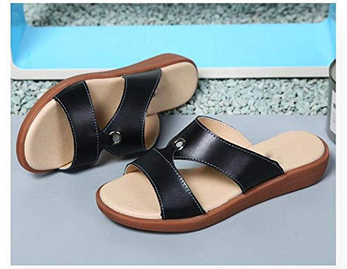 Piscine Antidérapant Sandales,Sandales et Pantoufles, Chaussures de Femme Enceinte à Semelles Souples antidérapantes, décontractées à Semelle Plate-Noir_38