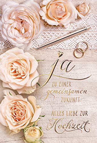 KE - Hochzeitskarte - Glückwunschkarte Hochzeit - ohne Innentext - im Format DIN B6 176 x 125 mm - Karten inkl. Umschlag - Motiv: Ja