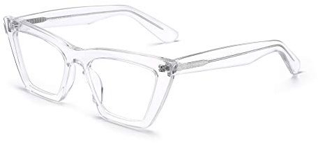 GLINDAR Cat Eye Blue Light Blocking Glasses Vintage Narrow Square Computer Eyeglasses Acetate Frame Clear