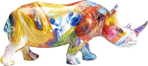 Kare Design Figura Decorativa Rinoceronte de Colores, Multicolor, Rinoceronte, Figura Animal, Objeto Decorativo, Escultura Decorativa para salón, Dormitorio, Pasillo, 17x8x6 cm (h/w/d)