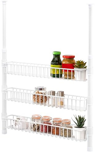 bremermann Teleskop-Gewürzregal, Teleskopregal mit 3 Korbablagen (Weiß)