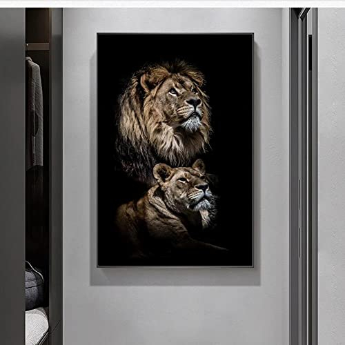 Poster Drucken Wandkunst Leinwand Bild Tierischer Löwe Bild Druck Auf Leinwand Ölbild für Zuhause, moderne Dekoration, Dekodruck 50x70cm Kein Rahmen