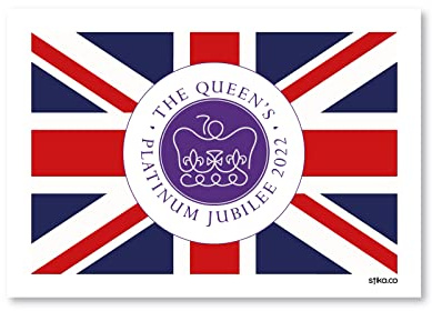 stika.co 2 Stück Mittelgroße Königin Union Jack Flagge Aufkleber Queen Elizabeth II Feier Britische Flagge Statisch Cling Vinyl (M - 104 x 71 mm)