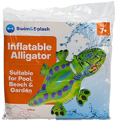 Atoz Swim&Splash Inflatable Alligator Float, 127 x 76 cm, Pool Beach Garden Toy, Age 7+, Green