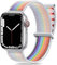 Maledan Cinturino Nylon Compatibile con Apple Watch 42mm 44mm 45mm 49mm 40mm 41mm, Regolabile per iWatch Series 9 8 7 6 5 4 3 SE, Bianco Arcobaleno