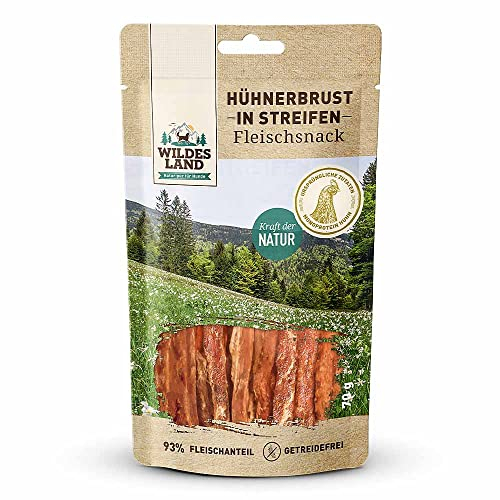 Wildes Land - Hühnerbrust in Streifen - 7 x 70 g - Hundesnack - Hundefutter - Getreidefrei