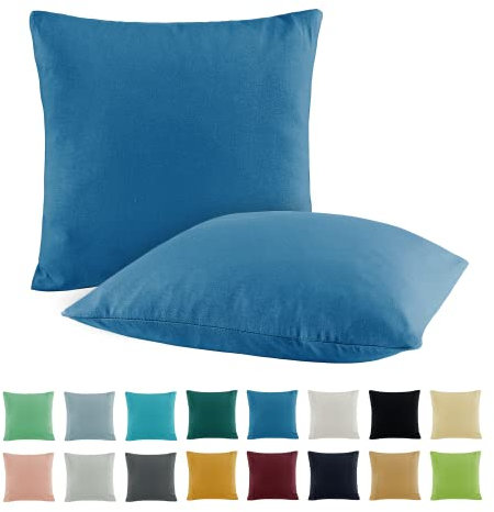 SHC by BaSaTex 2er Pack Jersey Kissenbezüge Kissenhüllen | Kopfkissenbezug aus 100% Baumwolle | 50x50 cm Dekokissen Bezug | Farbe Royal Blau