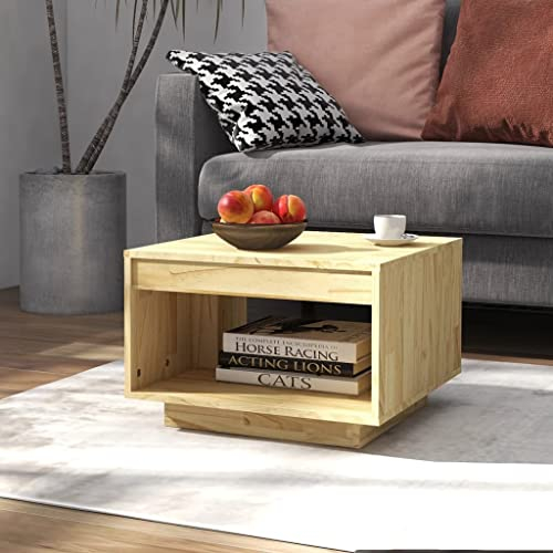 WIFESE Couchtisch 50x50x33,5 cm Beistelltisch Holz Wohnzimmertisch Modern Stilvollen Design Kleiner Tisch Wohnzimmer Coffee Table Bürotisch Coutischtisch Robust Braun Kiefer Massivholz