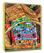 JZSDGB Gold Rahmen-Friedensreich Hundertwasser Gemälde Leinwandbilder,Kunstdruck Poster und Drucke auf Leinwand.Berühmte Leinwand Wandkunst Bilder-Regenbogenhaus 20x28cm(8x11in)