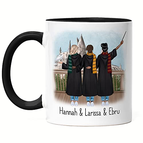Kiddle-Design 3 Meilleures amies Tasse Noire Sorcière Sorcier Magie Personnalisé Cadeaux d'amies BFF Cadeau Best Friends Tasse