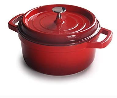 ZEDARO Enamel Saucepan Cast Iron Casserole with Lid, Round Mini Pot Cooking Pot Cookware, Red decorate