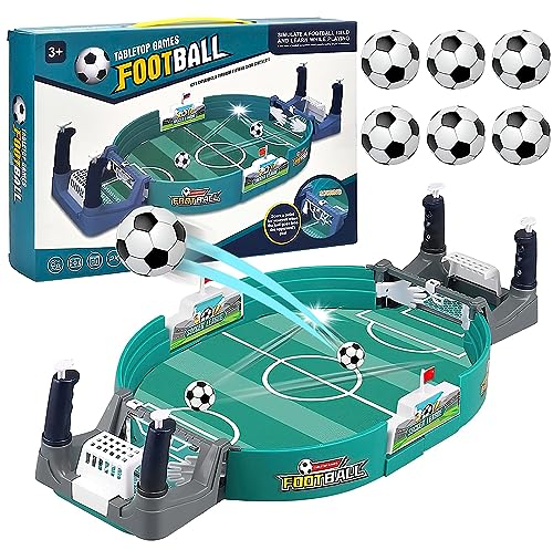 FainFun Mini Tischkicker Kinder, Mini Tischfußball mit 6 Fußbälle, Interaktives Tischfußballspiel für Kinder, Tischfußball Spieler für Kinder und Erwachsene (Grün)