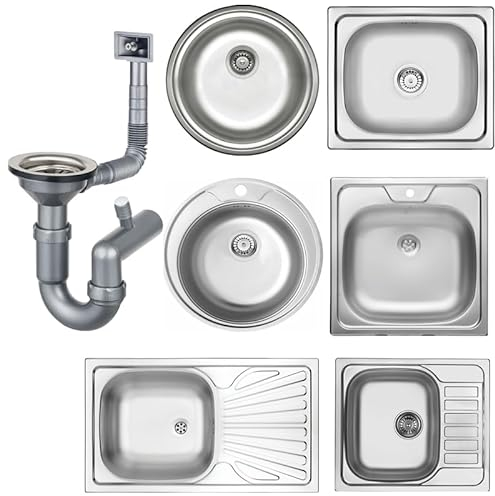 Faizee Möbel | Edelstahlspüle Ø 51 cm rund | Hochwertige Einbauspüle Edelstahl für Küche | Spülbecken mit Siphon-Set | Pflegeleichte & rostfreie Spüle Küche für moderne Küchen