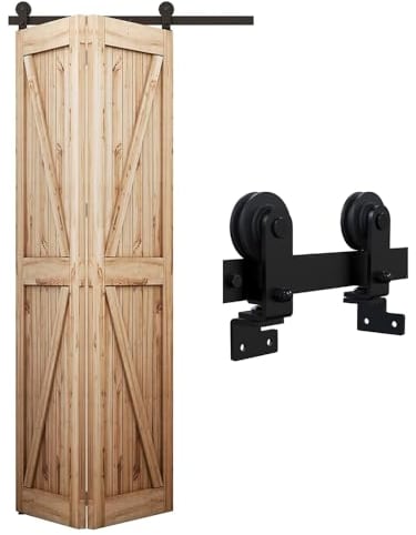 WOLFBIRD 96CM/3FT Bi-Folding Herraje para Puerta Corredera Kit de Accesorios para Puertas Correderas Plegable Kit Para Aberturas de Puerta de 60-70cm (2 Puerta, 3FT/92CM Kit)