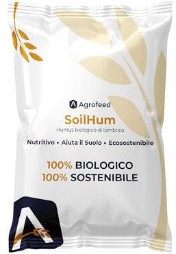 Humus di Lombrico - SoilHum Agrofeed - 100% biologico - Terriccio, Fertilizzante Naturale, Concime per Piante, Fiori e Orto (5L)