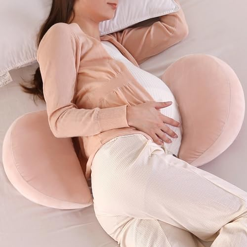 WQU Oreillers de grossesse pour dormir, coussin de maternité pour dormir sur le côté, soutien pour le dos, le ventre, les hanches des femmes enceintes, coussin de soutien double face amovible et