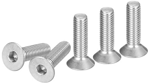 DTGN Viti a Testa Cilindrica Esagonale M8-1.25 x 30mm, 15Pz, in Acciaio Inossidabile 304, Viti a Testa Piatta con Esagono Incassato, Filettatura Completa, Bulloni Svasati