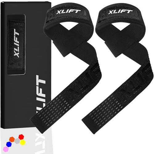 XLIFT Straps Palestra - Fascette Sollevamento Pesi – Cinghie Sollevamento Pesi -Fascette Palestra - Lifting Straps - Straps Palestra donna e uomini - Accessori Palestra - Bodybuilding, Powerlifting